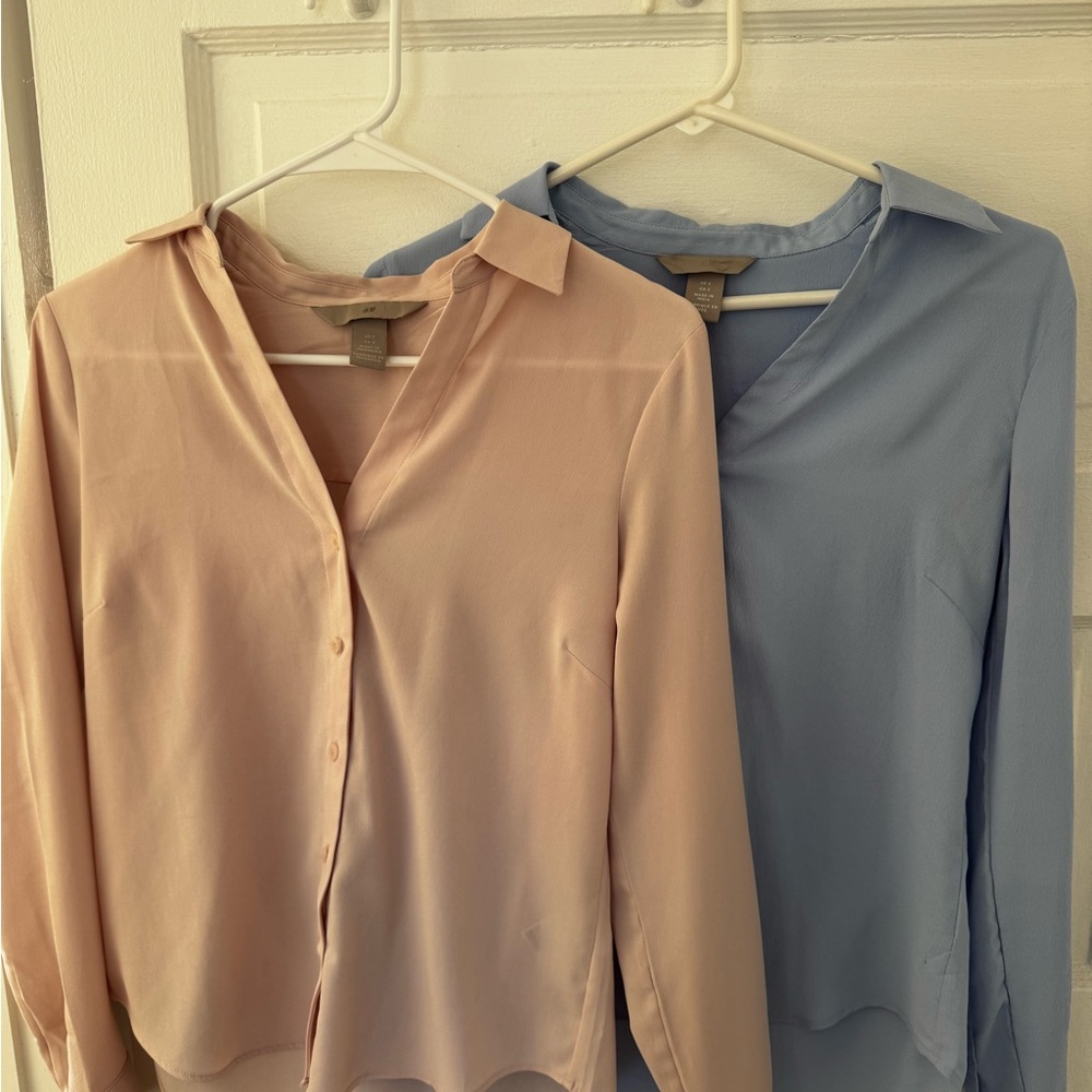 H&M Women's Blouse Duo - Soft Pink and Light Blue